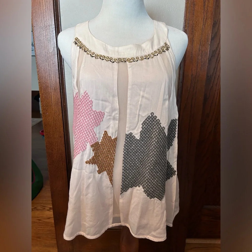 Anthropologie Pia Embellished Tank Too Size‎ 4